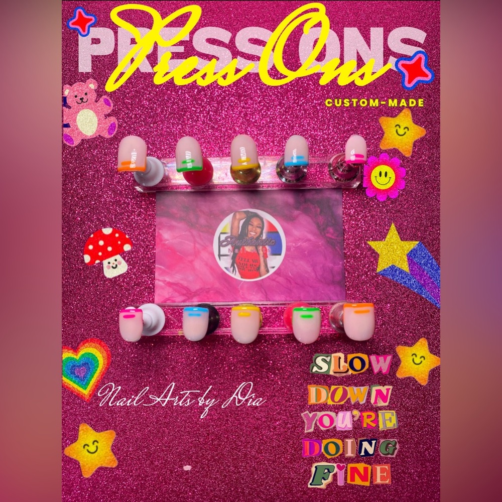 Neon French Tip Press-On Nails - Pink